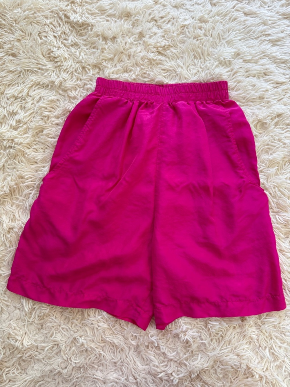 Vintage Helene Designer Silk Shorts Pink XS Petite USA High Waist Retro